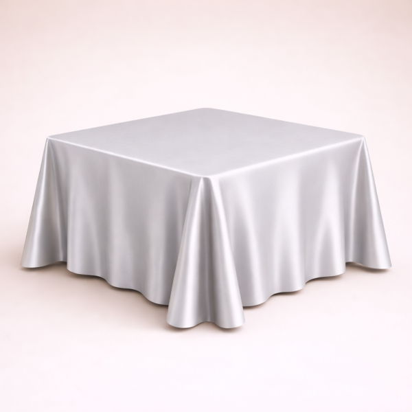 Mantel de Tela Cuadrado Satin Color Gris Perla (Renta)