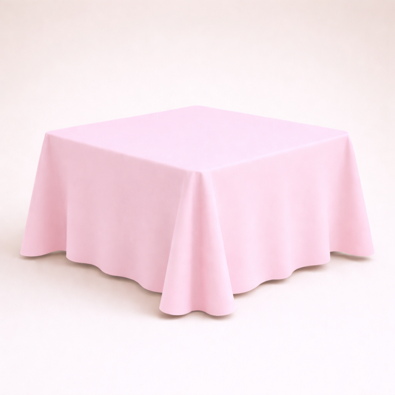 Mantel de Tela Cuadrado color Rosa Bebé (Renta)