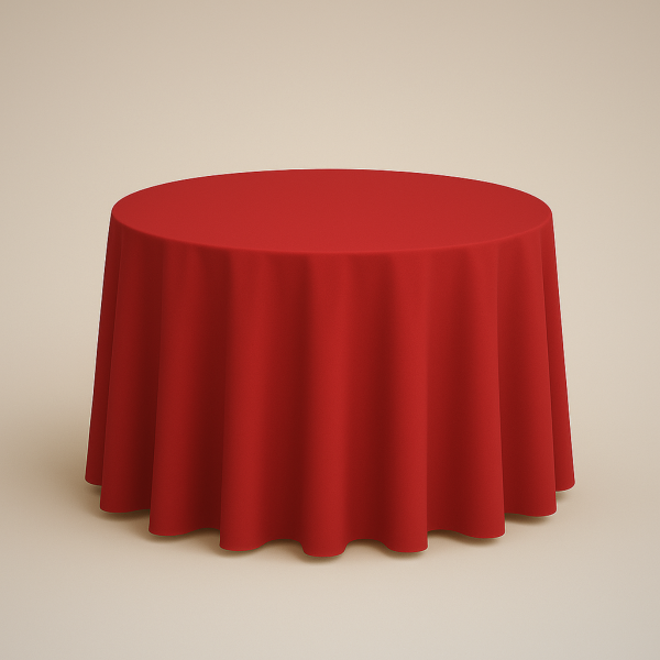 Mantel de Tela Redondo color Rojo (Renta)